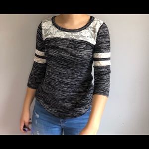 black and white elbow shirt